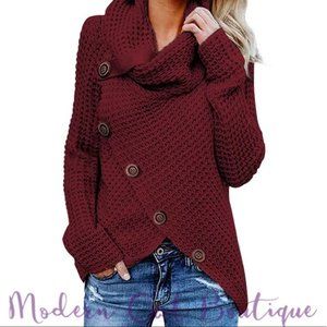!!! SALE-- WINE RED BUTTON EMBELLISHED SWEATER